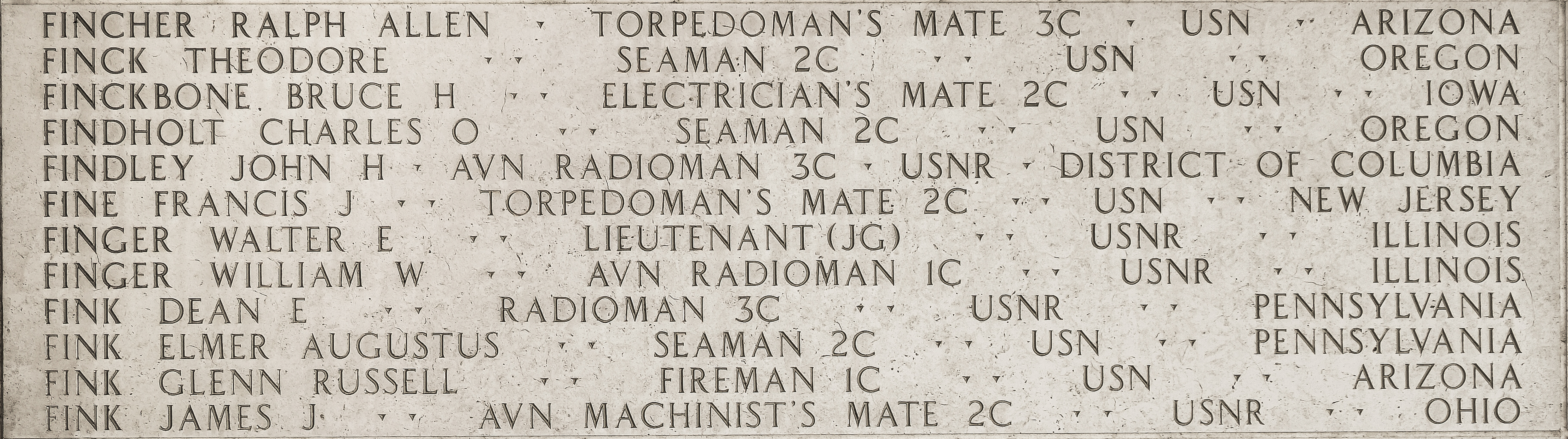 Dean E. Fink, Radioman Third Class